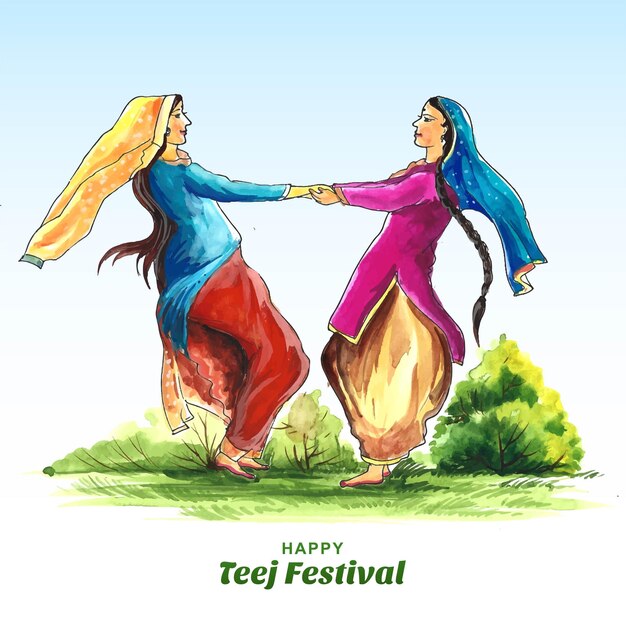 Indian festival hartalika teej beautiful woman dance background