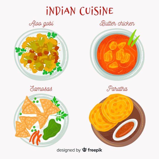 Free Vector indian food dishes set