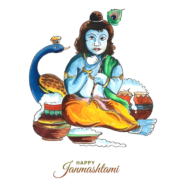 Indian hindu festival of janmashtami celebration card background