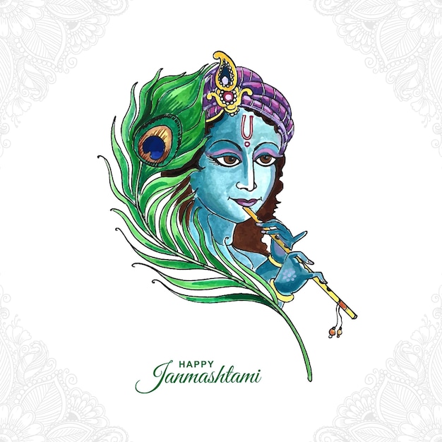 Free Vector indian hindu festival of janmashtami celebration card background