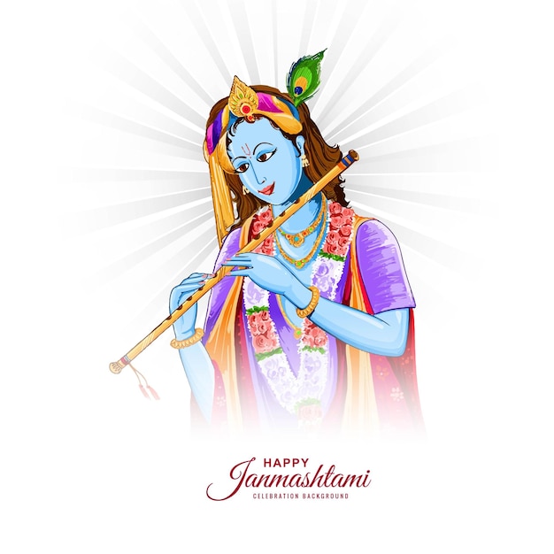 Free vector indian hindu festival of janmashtami celebration card background