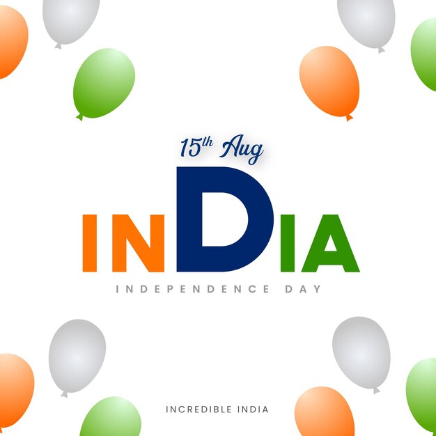 Indian Independence Day 15 August National Poster Orange Blue Green Social Media Poster Banner Free Vector