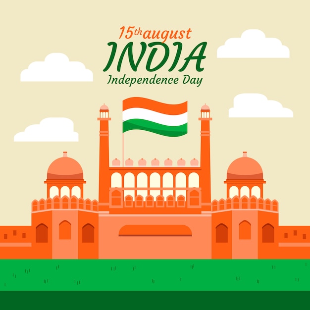 Free vector indian independence day background in flat style