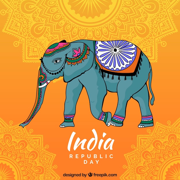 Indian independence day background with decorative elephant