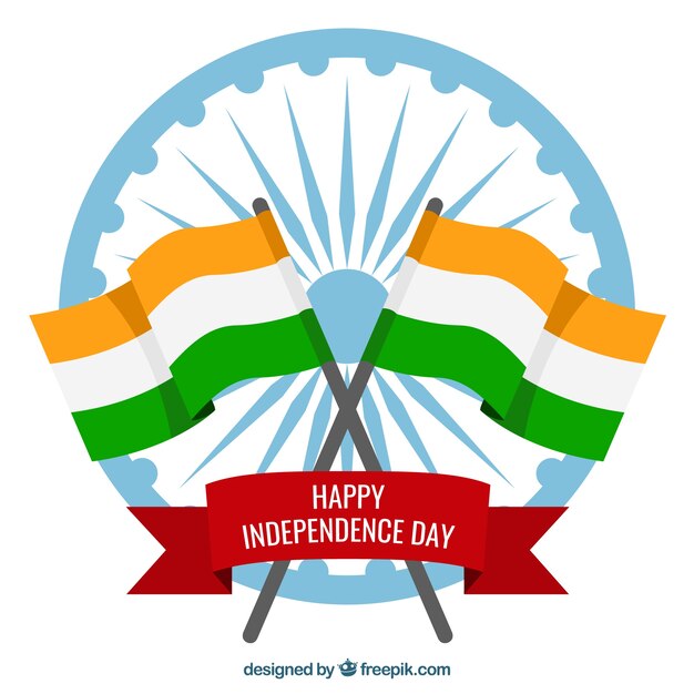 Indian independence day background with flags