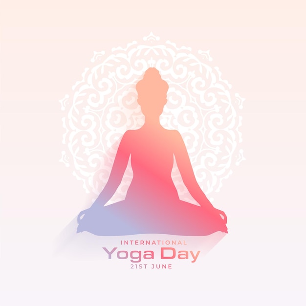 Indian inspired international yoga day background with meditation posture