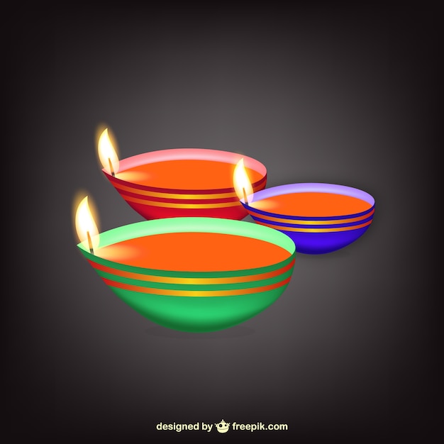 Free Vector indian lamp with flames