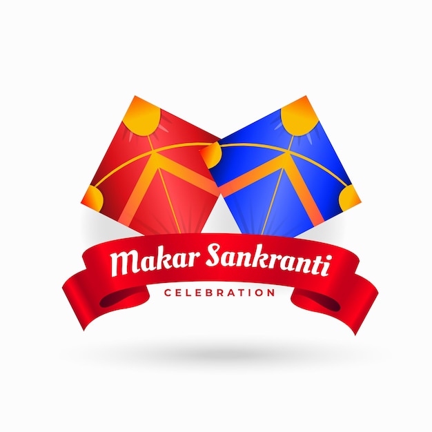 Indian makar sankranti festival card with two kites