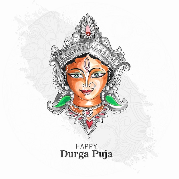 Free Vector indian religion festival durga puja face card background