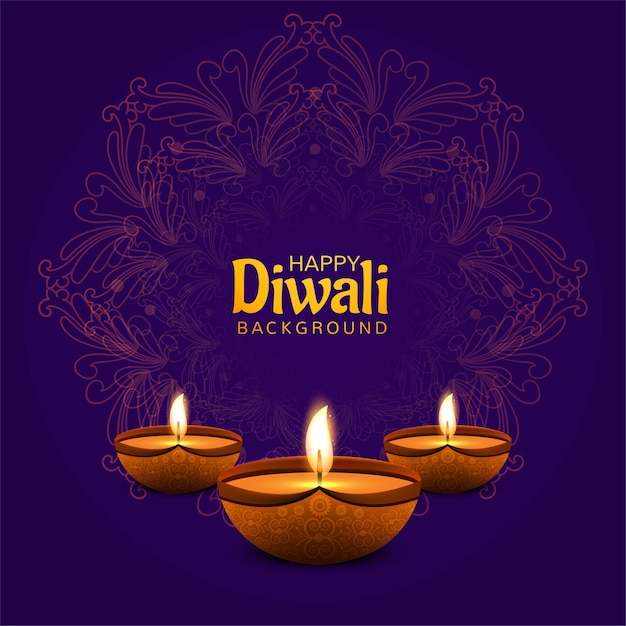 Free Vector indian religious festival diwali background with lamps