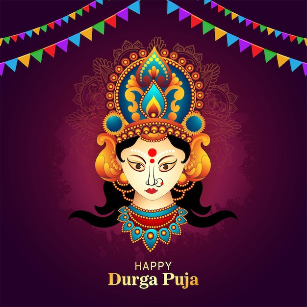 Indian religious happy durga puja festival greeting card holiday background