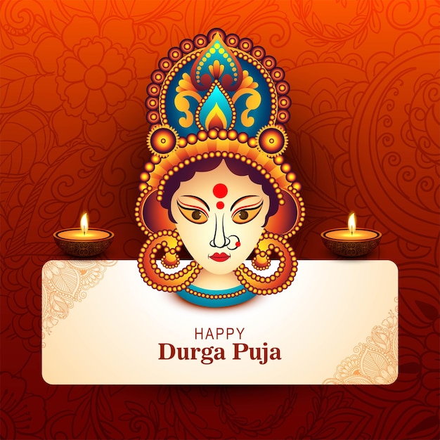 Indian religious happy durga puja festival greeting card holiday background