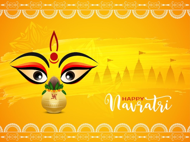 Indian religious Happy Navratri festival greeting yellow background design vector