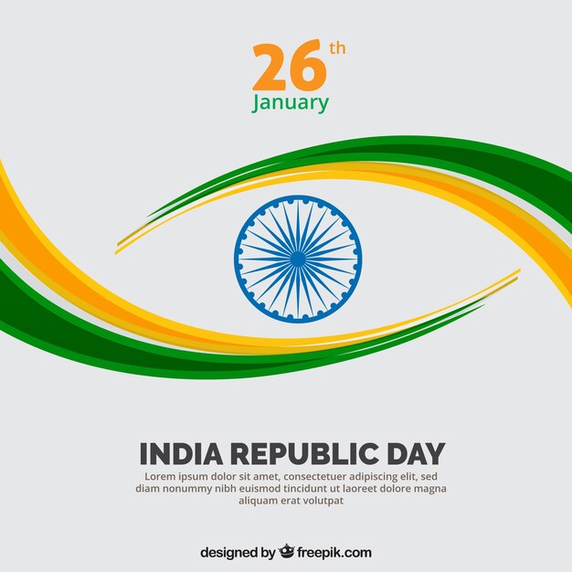 Indian republic day background with green and yellow wavy forms