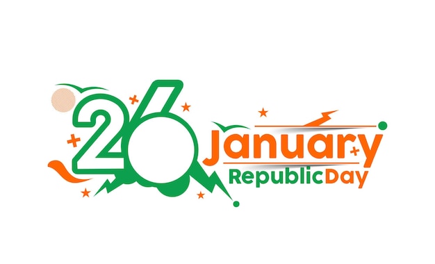 Indian Republic day concept with text 26 January. Vector illustration Design.