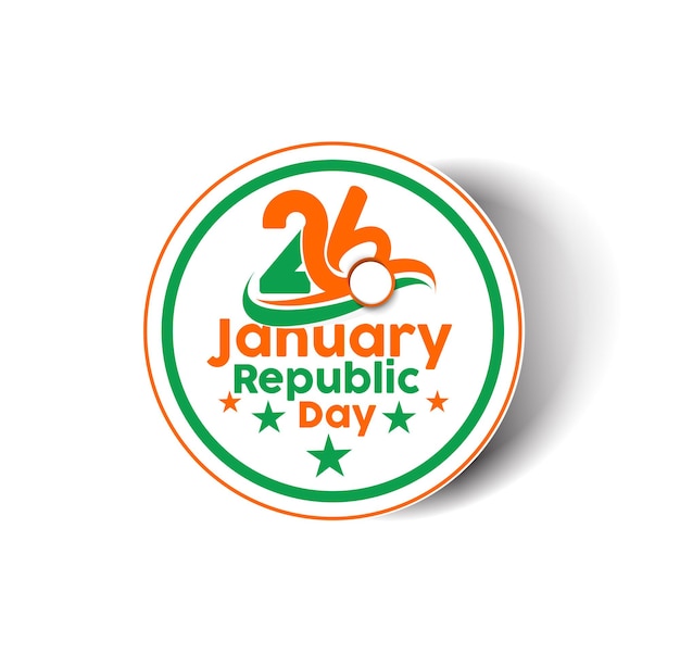 Indian Republic day concept with text 26 January. Vector illustration Design.