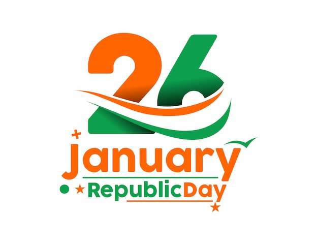 Indian Republic day concept with text 26 January. Vector illustration Design.