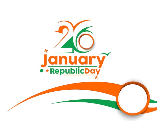 Indian Republic day concept with text 26 January. Vector illustration Design.