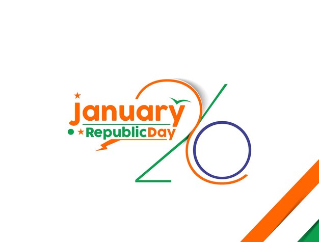 Indian Republic day concept with text 26 January. Vector illustration Design.