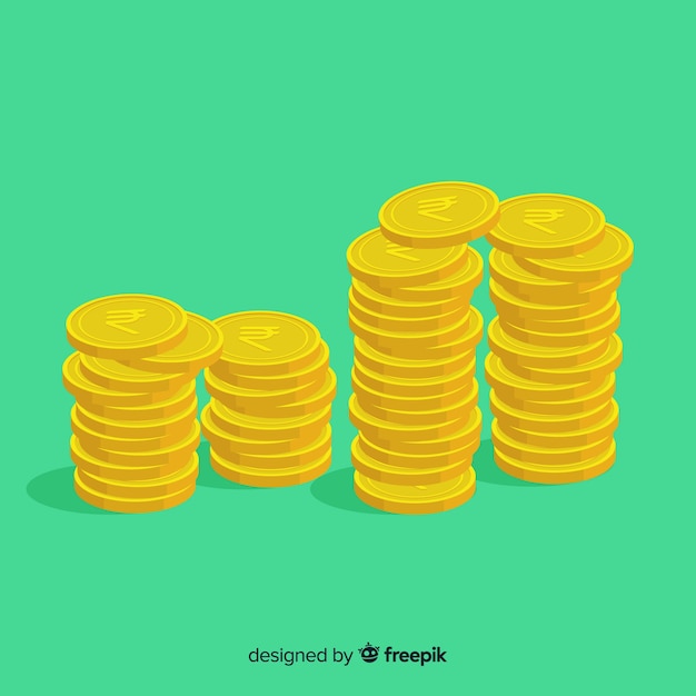 Free Vector indian rupee coin stacks