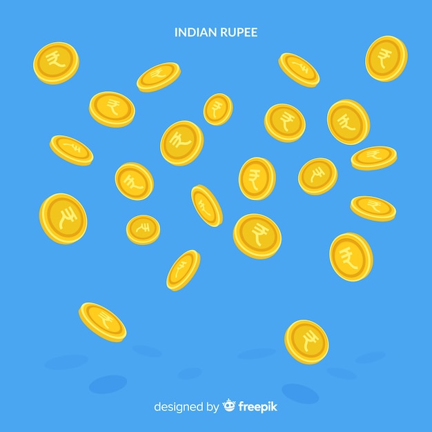 Free Vector indian rupee coins falling background