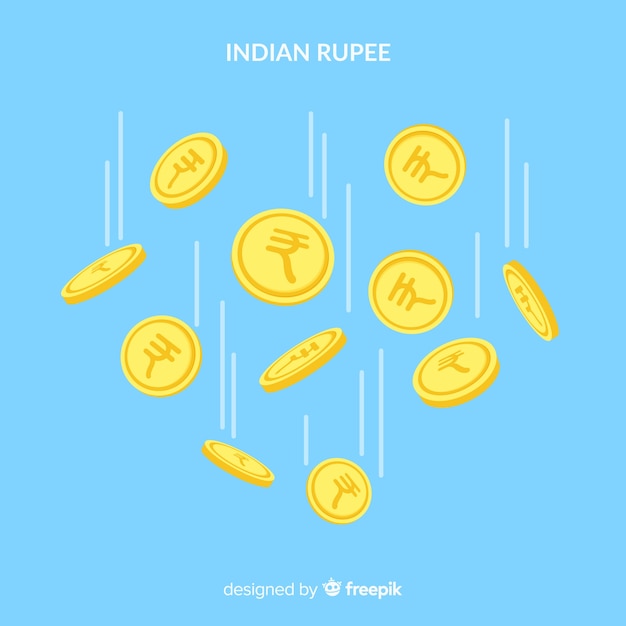 Indian rupee coins falling background