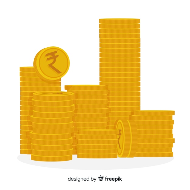 Free Vector indian rupee coins stack