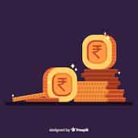 Free vector indian rupee gold coin stack