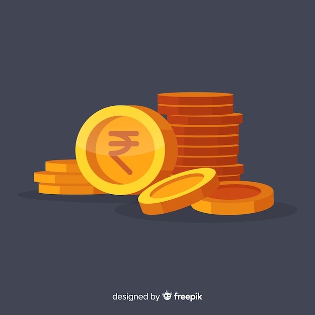 Indian rupee gold coin stack