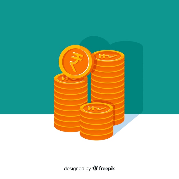 Free Vector indian rupee gold coin stack