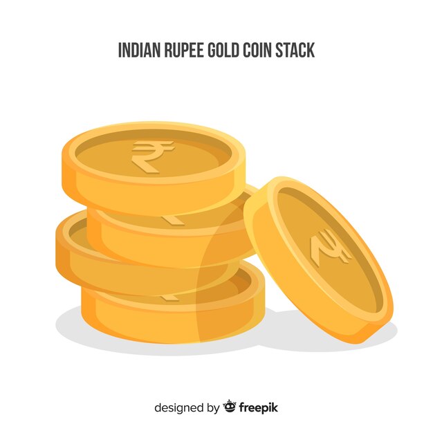 Indian rupee gold coin stack