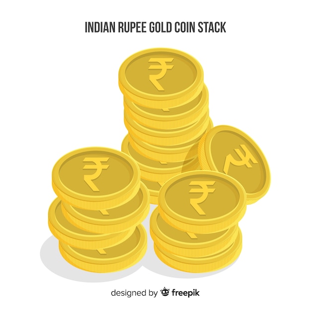 Indian rupee gold coin stack