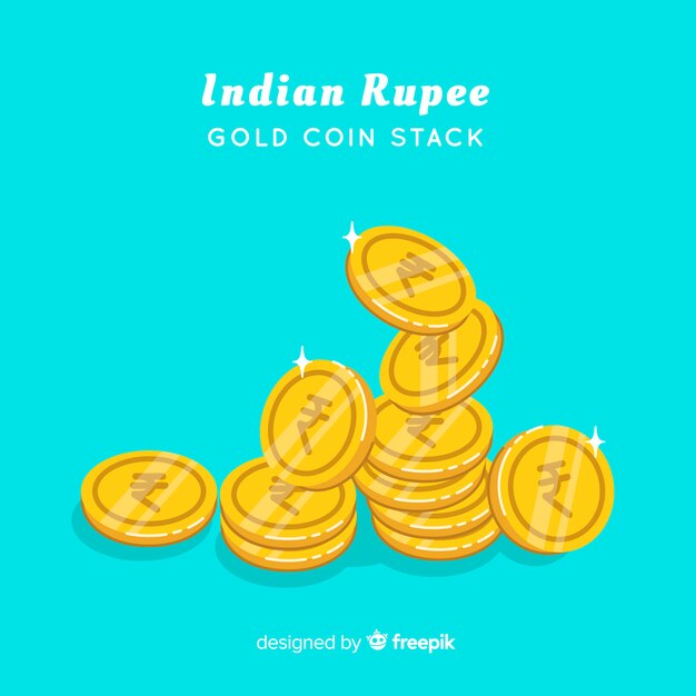 Indian rupee gold coin stack