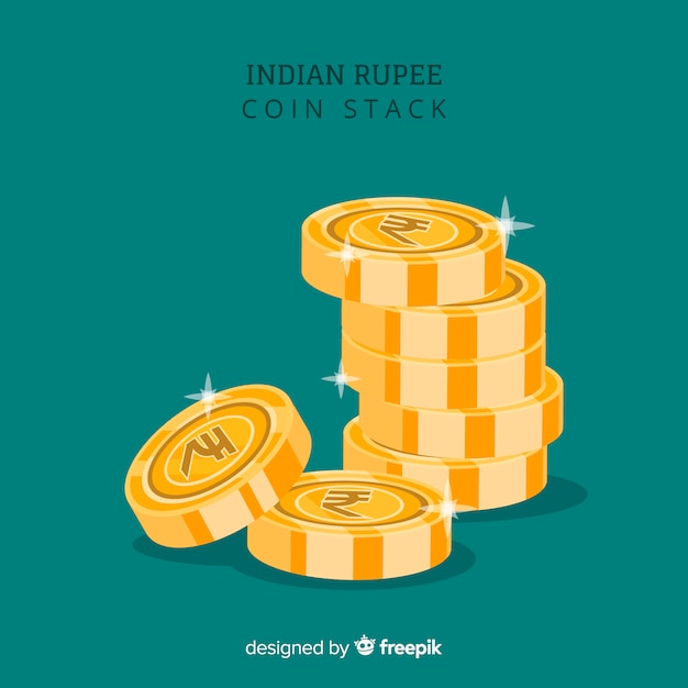 Free vector indian rupee gold coin stack