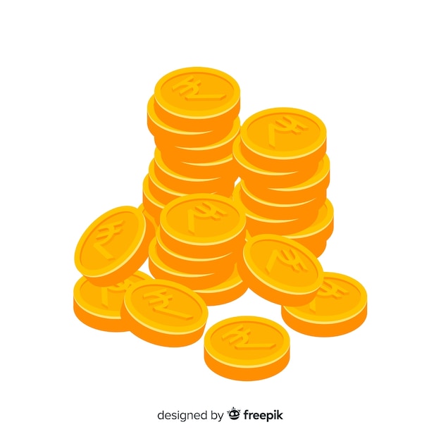 Indian rupee gold coin stack