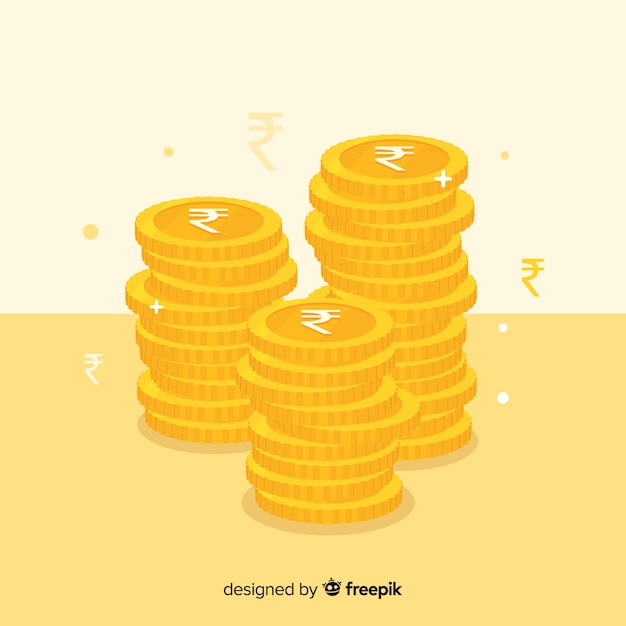 Free Vector indian rupee gold coin stack