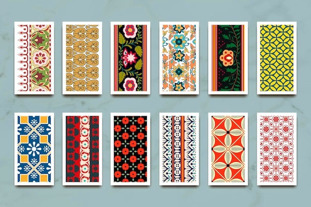 Free Vector indian seamless pattern banners set