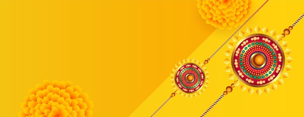 Indian style raksha bandhan flower banner with text space