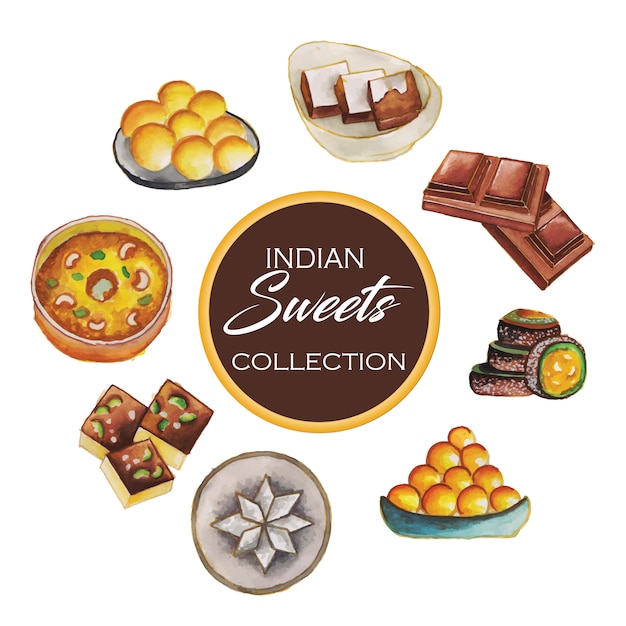 Free Vector indian sweets collection