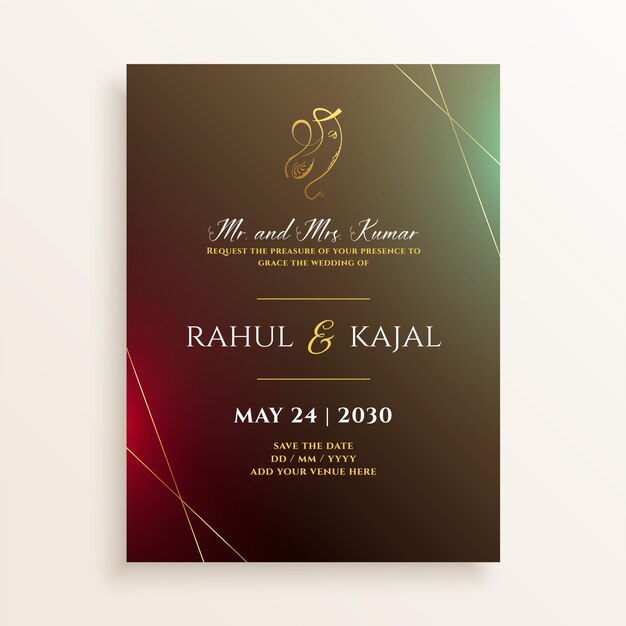 Indian wedding or engagement card template design