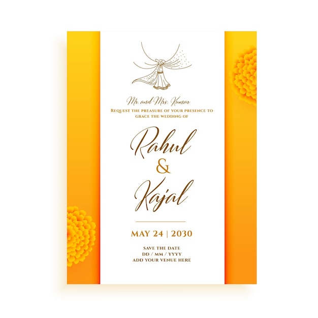 Free Vector indian wedding invitation card celebrate the big day in style