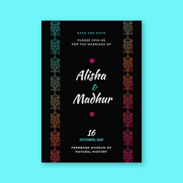 Free Vector indian wedding invitation template