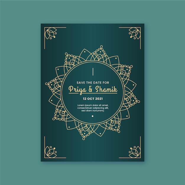 Free Vector indian wedding invitation template