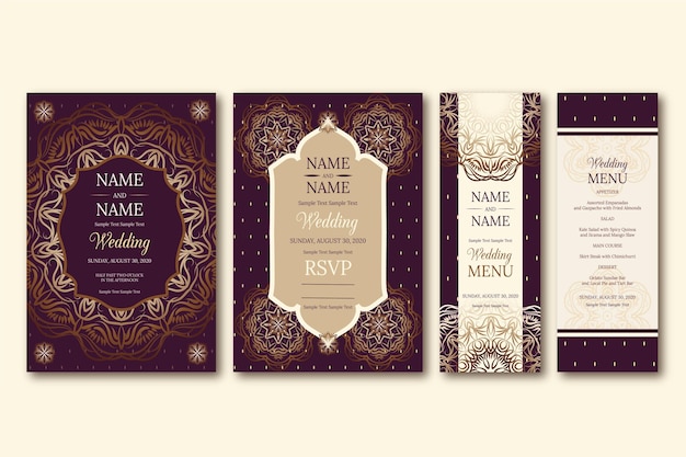 Free Vector indian wedding stationery template