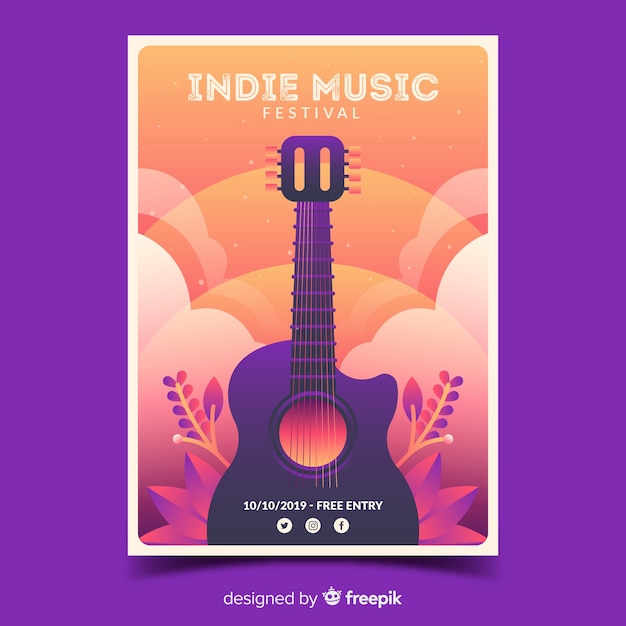 Free Vector indie festival poster with gradient illustration