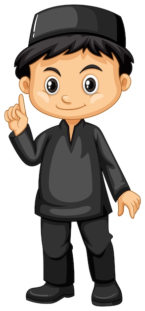 Indonesian boy in black outfit