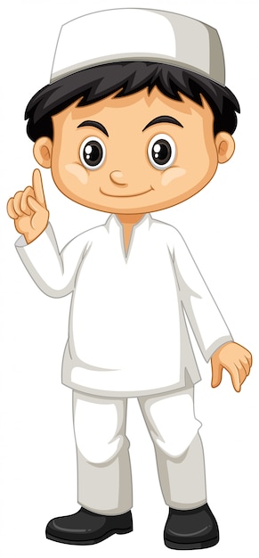 Free Vector indonesian boy in white outfit