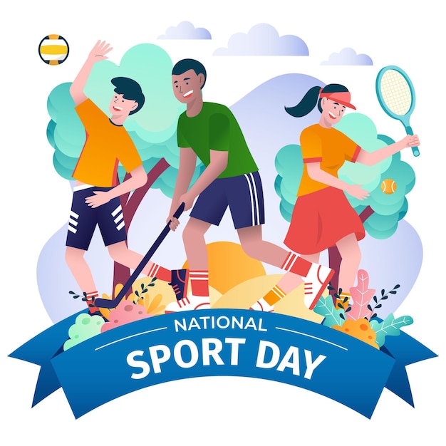 Indonesian national sports day illustration