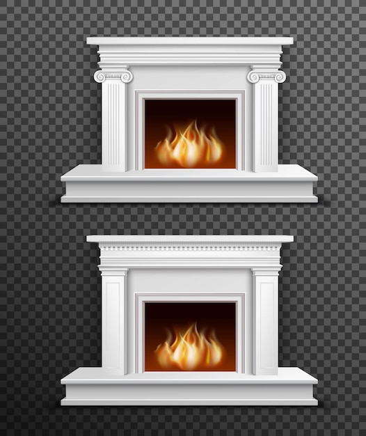 Free Vector indoor fireplace set