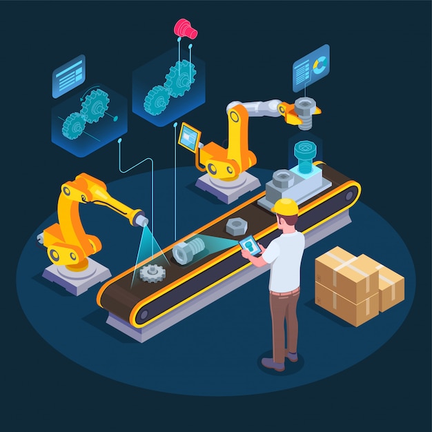 Industrial Augmented Reality Isometric Composition